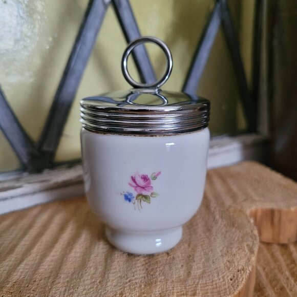 Vintage Porcelain Egg Coddler Royal Worcester Floral Design - Picture 4 of 11